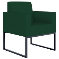 Kit 03 Poltronas Base Fixa Metal Helô L02 Suede Verde Musgo - 25
