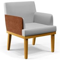 Kit 03 Poltronas Beatriz W01 Linho Cinza Camel - 22