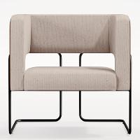 Kit 02 Poltronas Base Aço Preto Marrom B-38 Linho Bege C-107