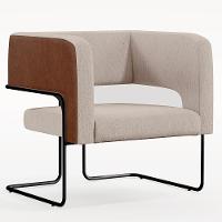 Kit 02 Poltronas Base Aço Preto Marrom B-38 Linho Bege C-107 - 7