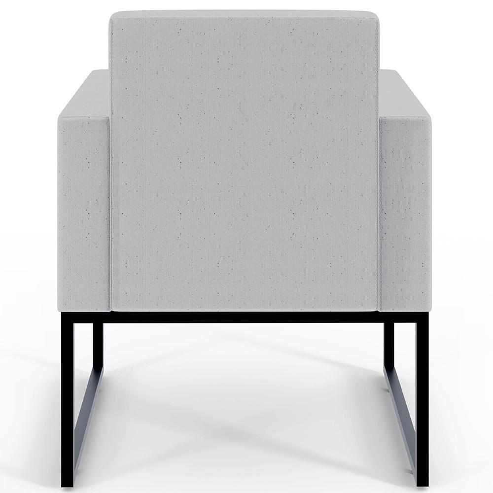 Kit 03 Poltronas Base Fixa De Metal Helô L02 Linho Cinza - 2