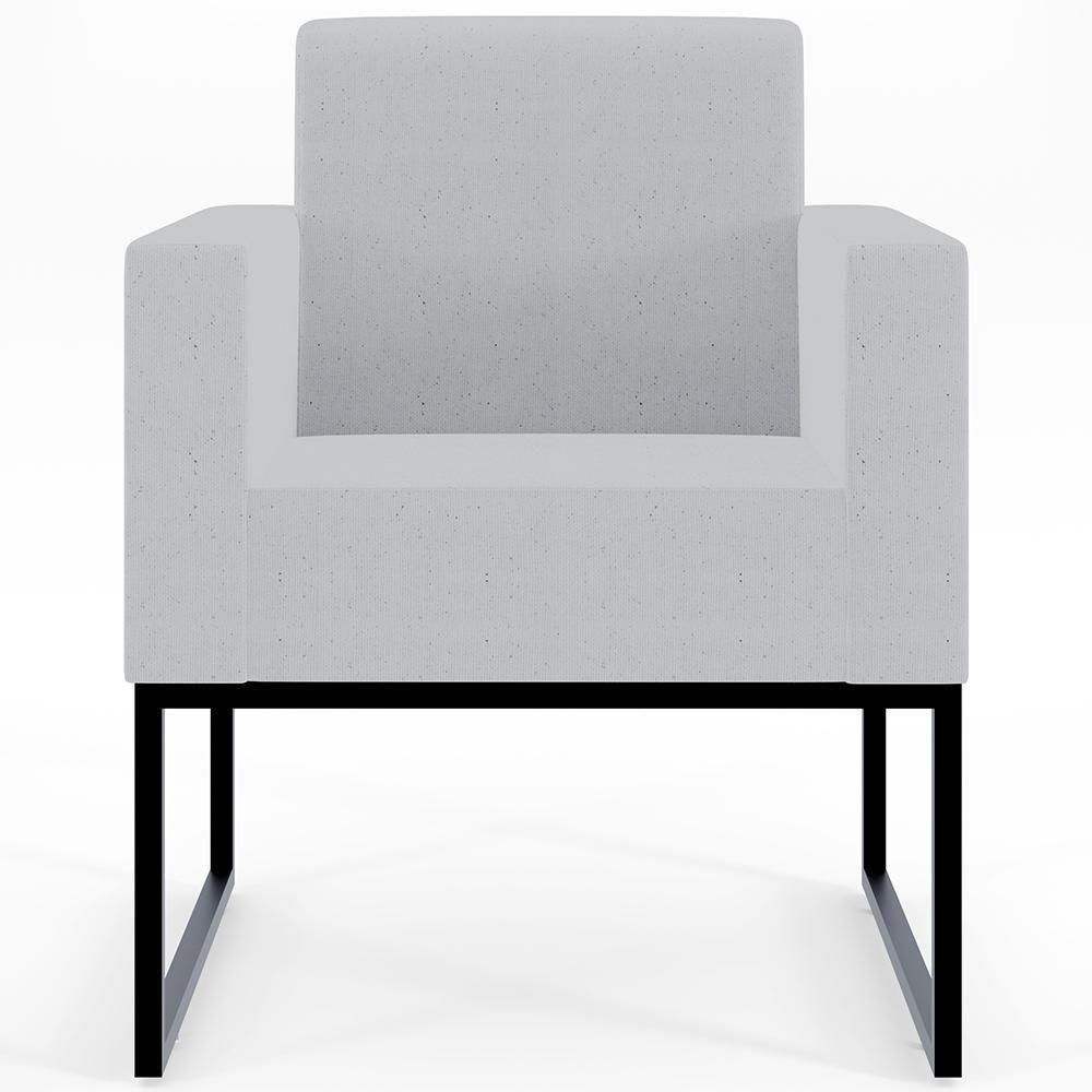 Kit 03 Poltronas Base Fixa De Metal Helô L02 Linho Cinza - 6