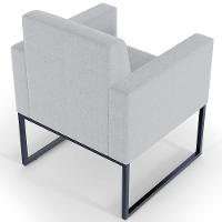 Kit 03 Poltronas Base Fixa De Metal Helô L02 Linho Cinza - 3