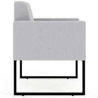 Kit 03 Poltronas Base Fixa De Metal Helô L02 Linho Cinza - 5