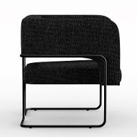 Poltrona Base De Aço Preto Linho Chumbo D-465 - 3