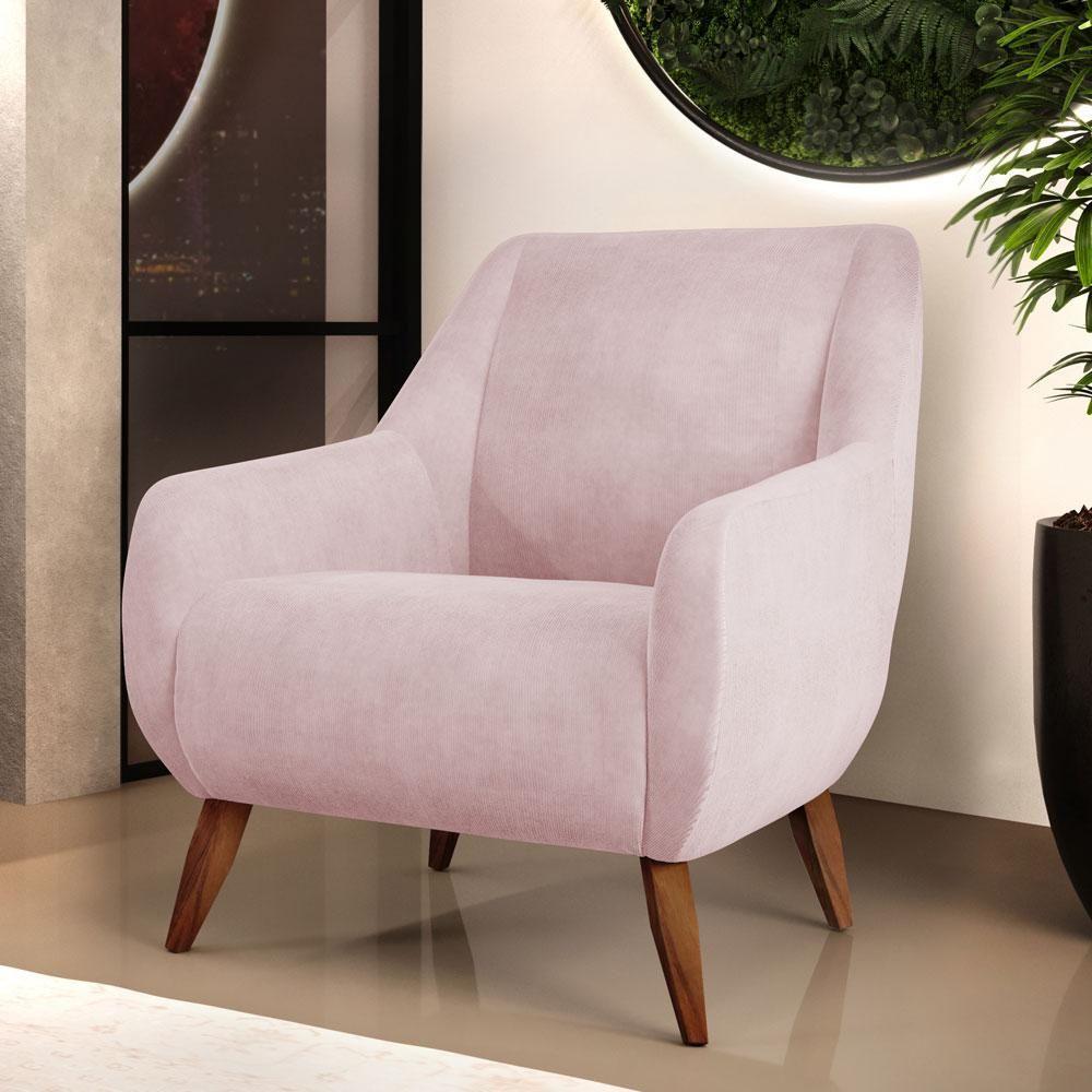 Kit 02 Poltronas Paloma D02 Veludo Rosê C-305 - 8