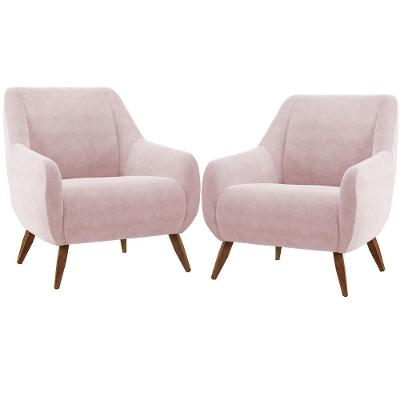 Kit 2 Poltronas Paloma D02 Decorativa Fixa Veludo Rosa Lyam Decor