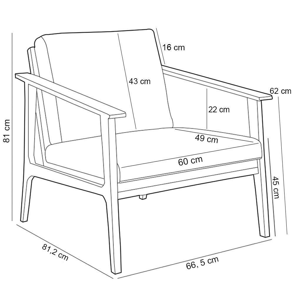 Kit 02 Poltronas Para Sala De Estar Petra B04 Linho Cinza - 3