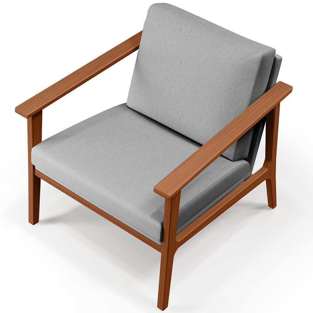 Kit 02 Poltronas Para Sala De Estar Petra B04 Linho Cinza - 6