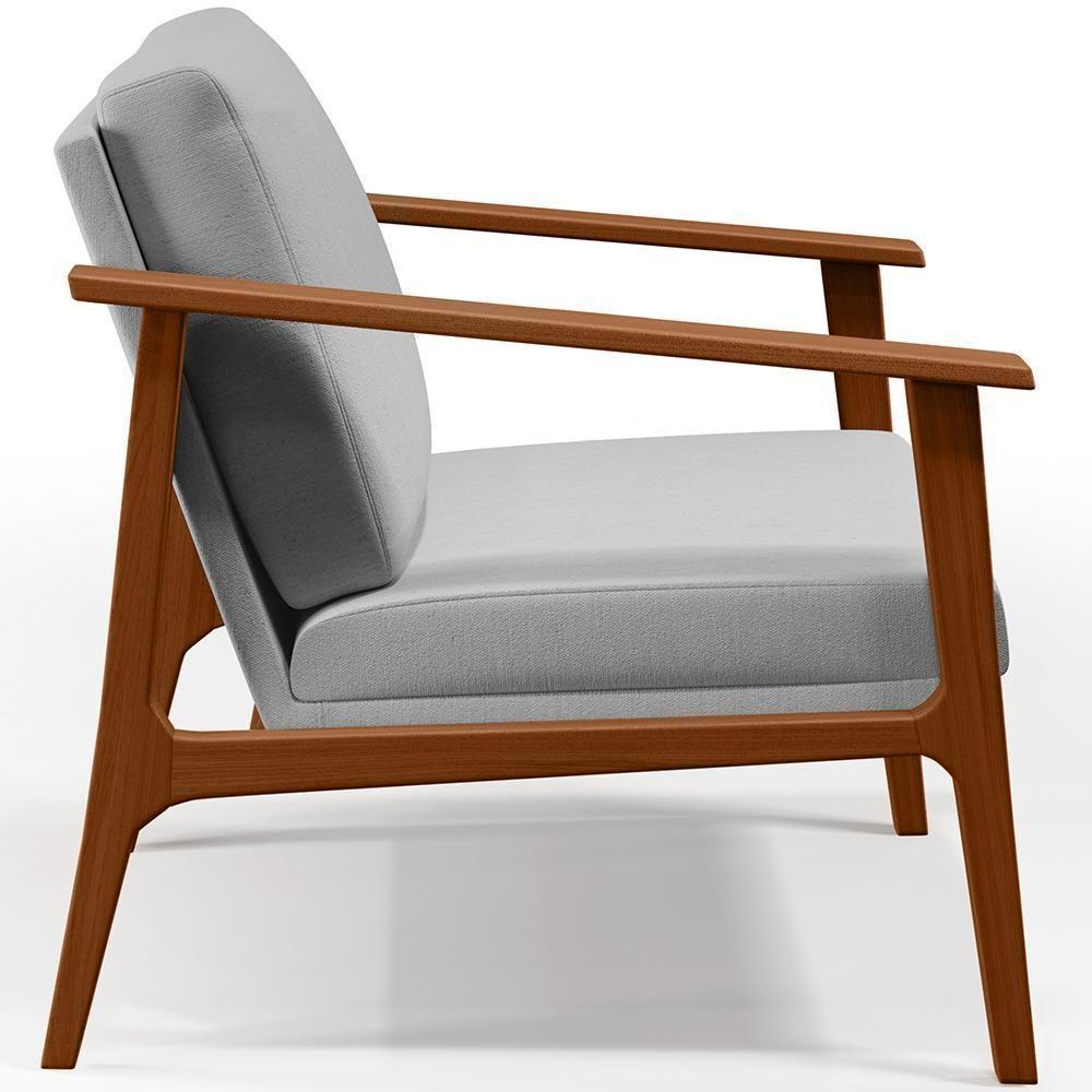 Kit 02 Poltronas Para Sala De Estar Petra B04 Linho Cinza - 8