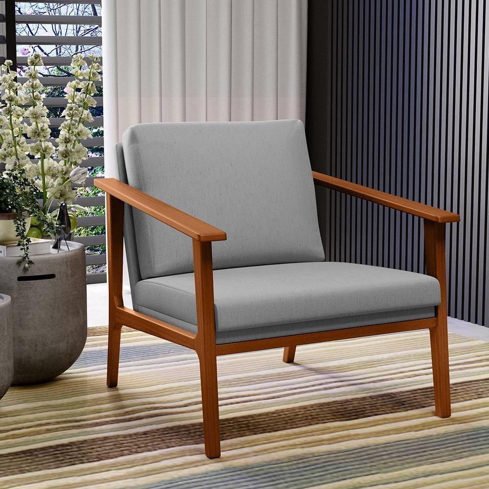 Kit 02 Poltronas Para Sala De Estar Petra B04 Linho Cinza - 11