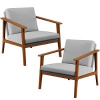 Kit 02 Poltronas Para Sala De Estar Petra B04 Linho Cinza - 1