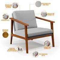 Kit 02 Poltronas Para Sala De Estar Petra B04 Linho Cinza - 6