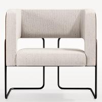 Kit 02 Poltronas Base Aço Preto Marrom B-38 Linho Cru C-443 - 10