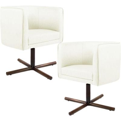 Kit 2 Poltronas Giratórias Betina D02 Corano Bege C-26 Lyam Decor