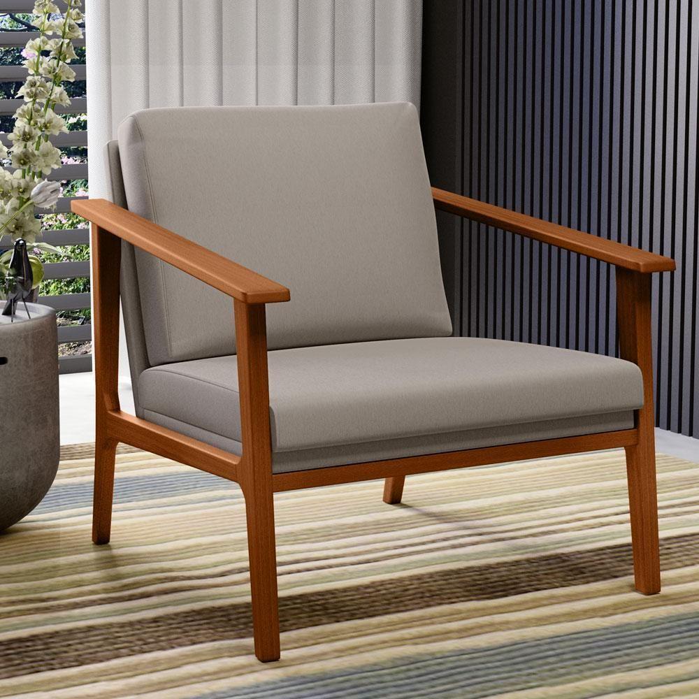 Kit 02 Poltronas Para Sala De Estar Petra B04 Linho Bege - 8