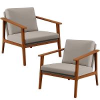 Kit 02 Poltronas Para Sala De Estar Petra B04 Linho Bege - 1