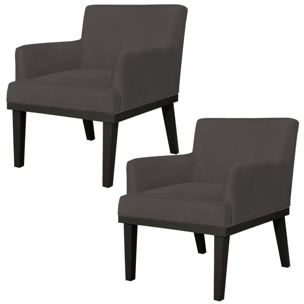 Kit 02 Poltronas Beatriz W01 Suede Marrom - 1