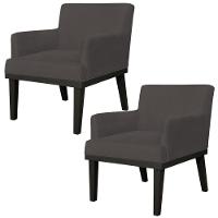 Kit 02 Poltronas Beatriz W01 Suede Marrom - 1