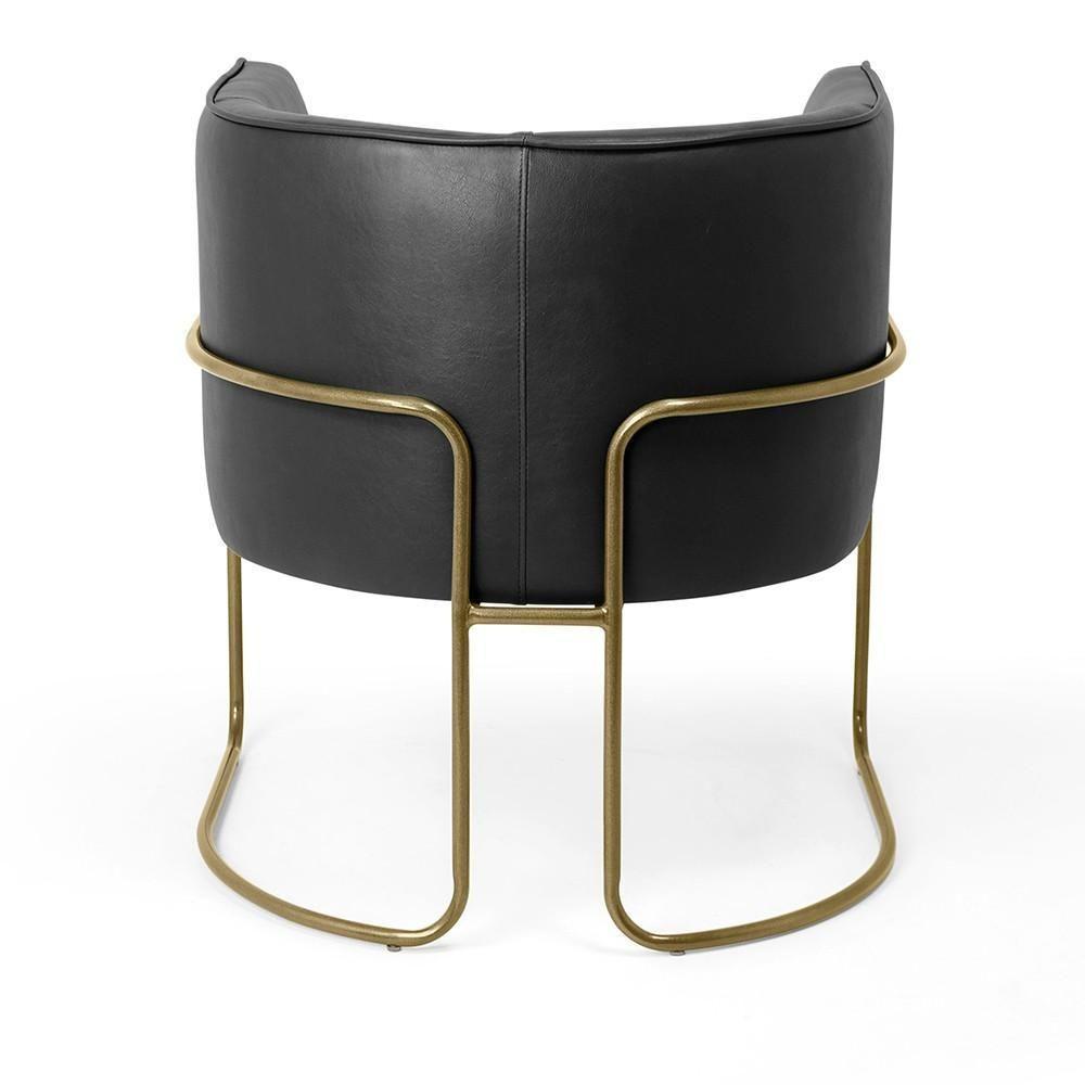 Kit 02 Poltronas Base De Aço Bronze Corano Preto Fosco B-97 - 3