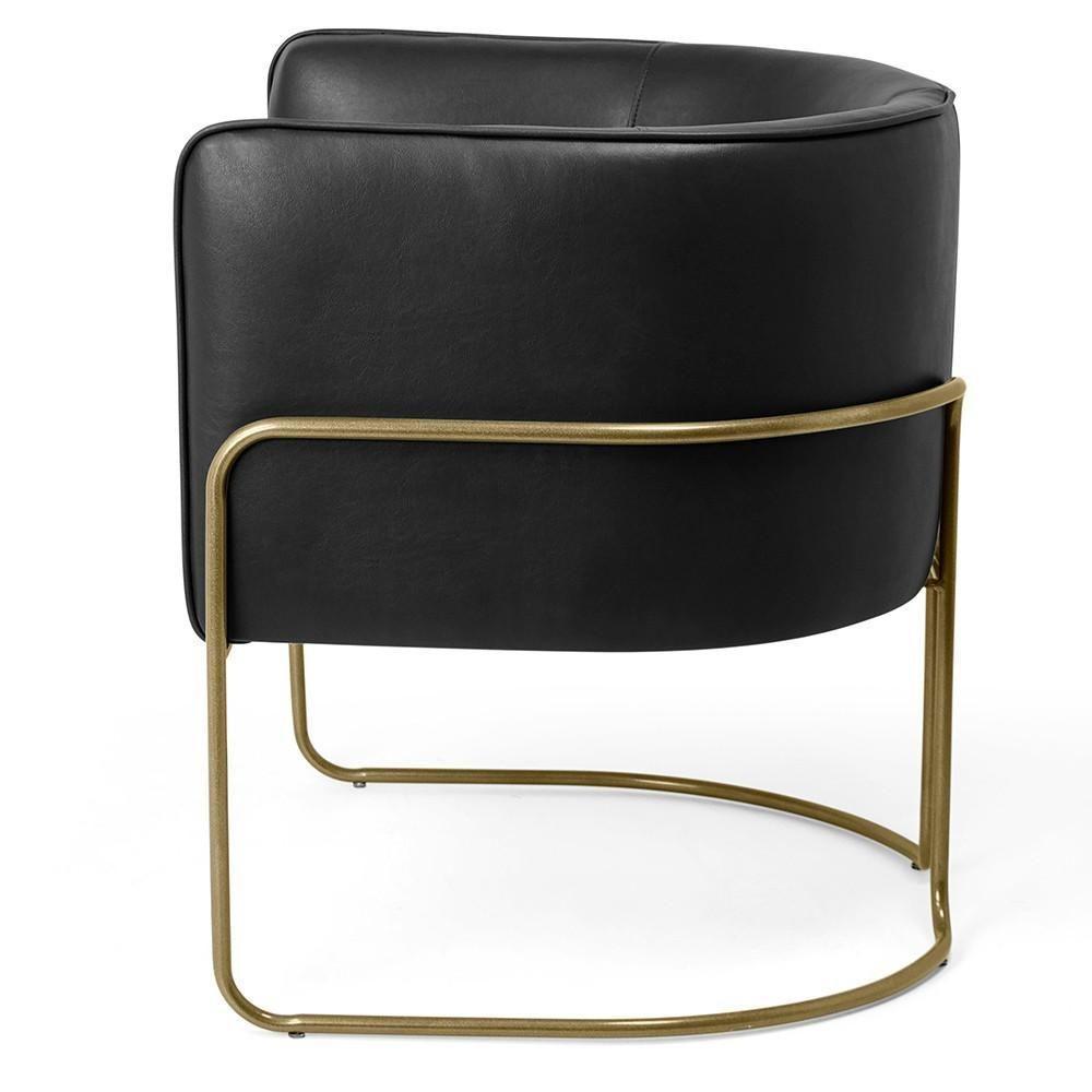 Kit 02 Poltronas Base De Aço Bronze Corano Preto Fosco B-97 - 4