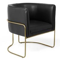 Kit 02 Poltronas Base De Aço Bronze Corano Preto Fosco B-97 - 7