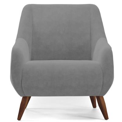 Poltrona Fixa Decorativa Paloma Veludo Cinza C-317 Lyam Decor