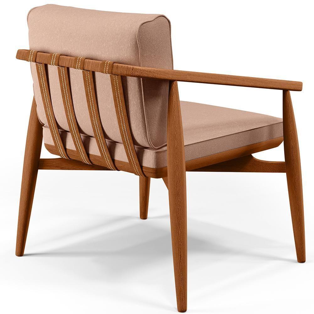 Poltrona Com Cintas De Corano Linho Rosê - 6