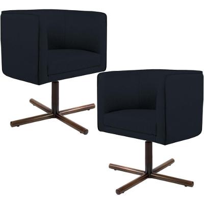 Kit 2 Poltronas Giratórias Betina D02 Corino Preto Lyam Decor