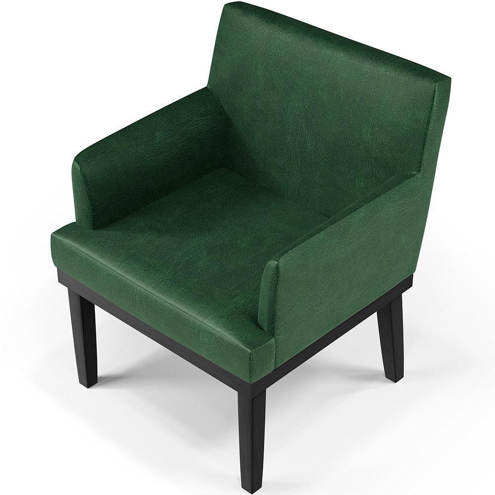 Kit 03 Poltronas Base Preto Beatriz W01 Facto Verde Musgo - 4