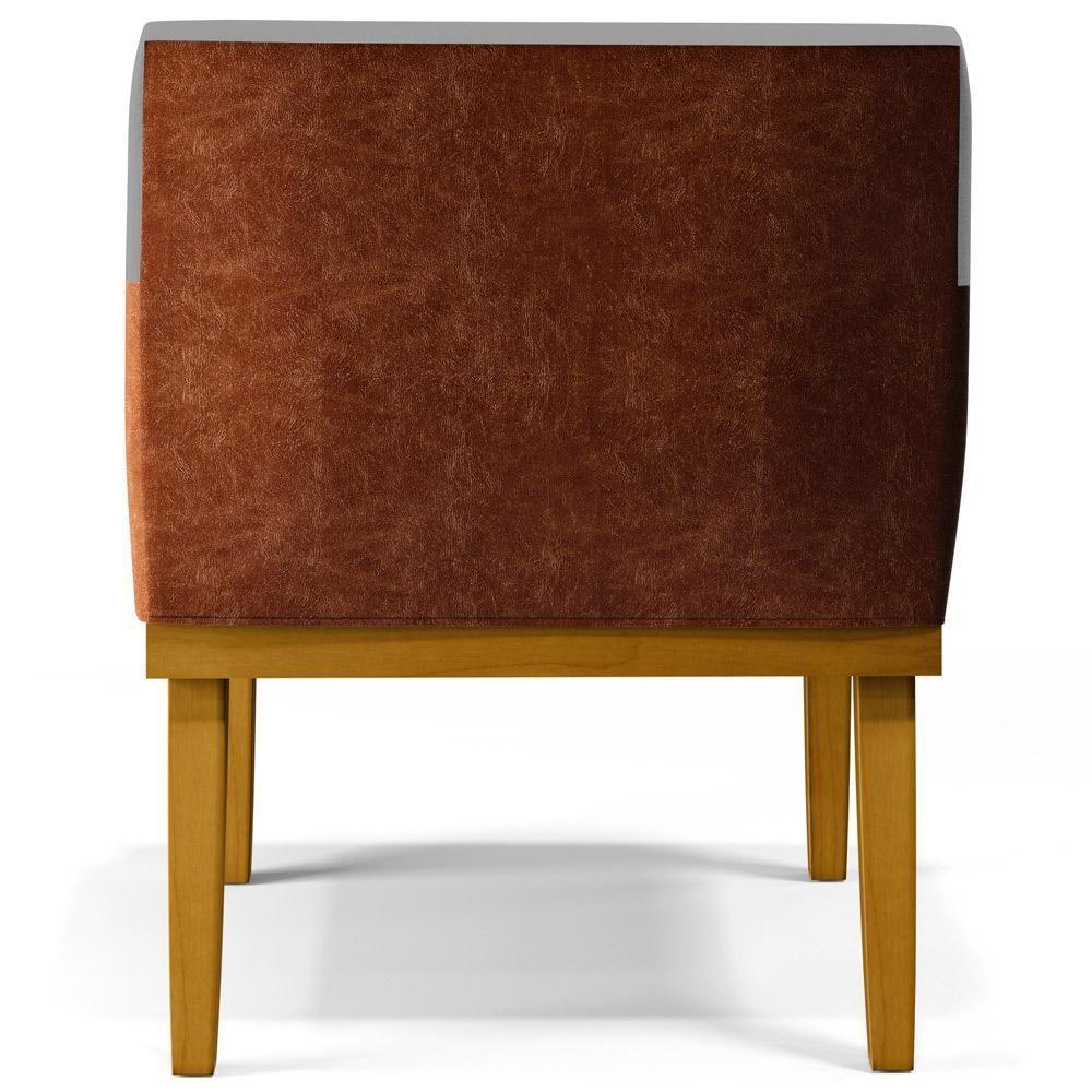 Kit 02 Poltronas Sala Estar Linho Cinza Escuro Camel - 2