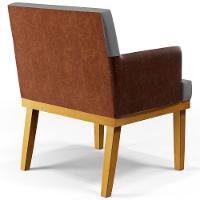 Kit 02 Poltronas Sala Estar Linho Cinza Escuro Camel - 5