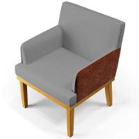 Kit 02 Poltronas Sala Estar Linho Cinza Escuro Camel - 7