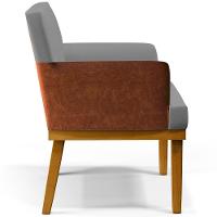 Kit 02 Poltronas Sala Estar Linho Cinza Escuro Camel - 9