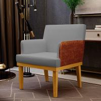 Kit 02 Poltronas Sala Estar Linho Cinza Escuro Camel - 16