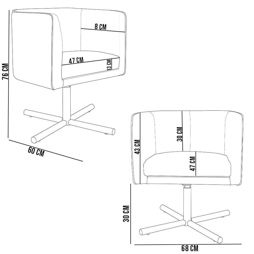 Kit 02 Poltronas Betina D02 Veludo Bege C-309 - 2