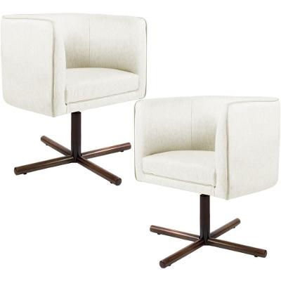 Kit 2 Poltronas Decorativas Giratória Betina D02 Veludo Bege Lyam Decor