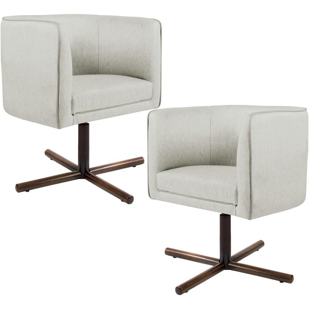 Kit 02 Poltronas Giratória Base X Betina D02 Bege C-107 - 1