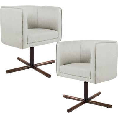 Kit 2 Poltronas Giratórias Betina D02 Linho Bege Lyam Decor