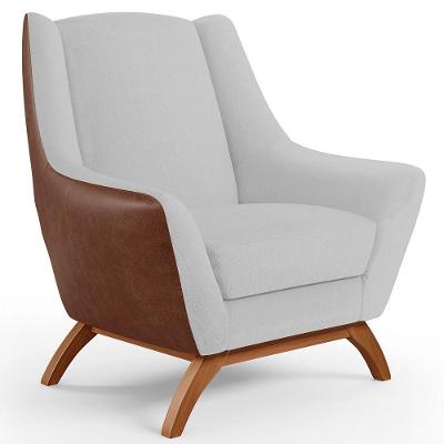 Poltrona Decorativa Juliet D02 Couríssimo Marrom Linho Cinza Lyam Decor