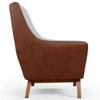 Poltrona Base Em Madeira Marrom B-38 Linho Cinza D-315 - 5