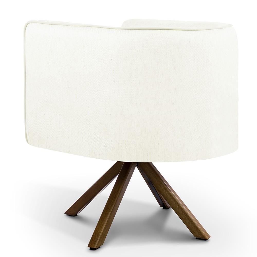 Poltrona Base Giratória De Madeira Corano Bege C-26 - 2