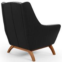 Poltrona Base Em Madeira Corano Preto C-05 Pied Poule