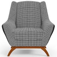 Poltrona Base Em Madeira Corano Preto C-05 Pied Poule - 11