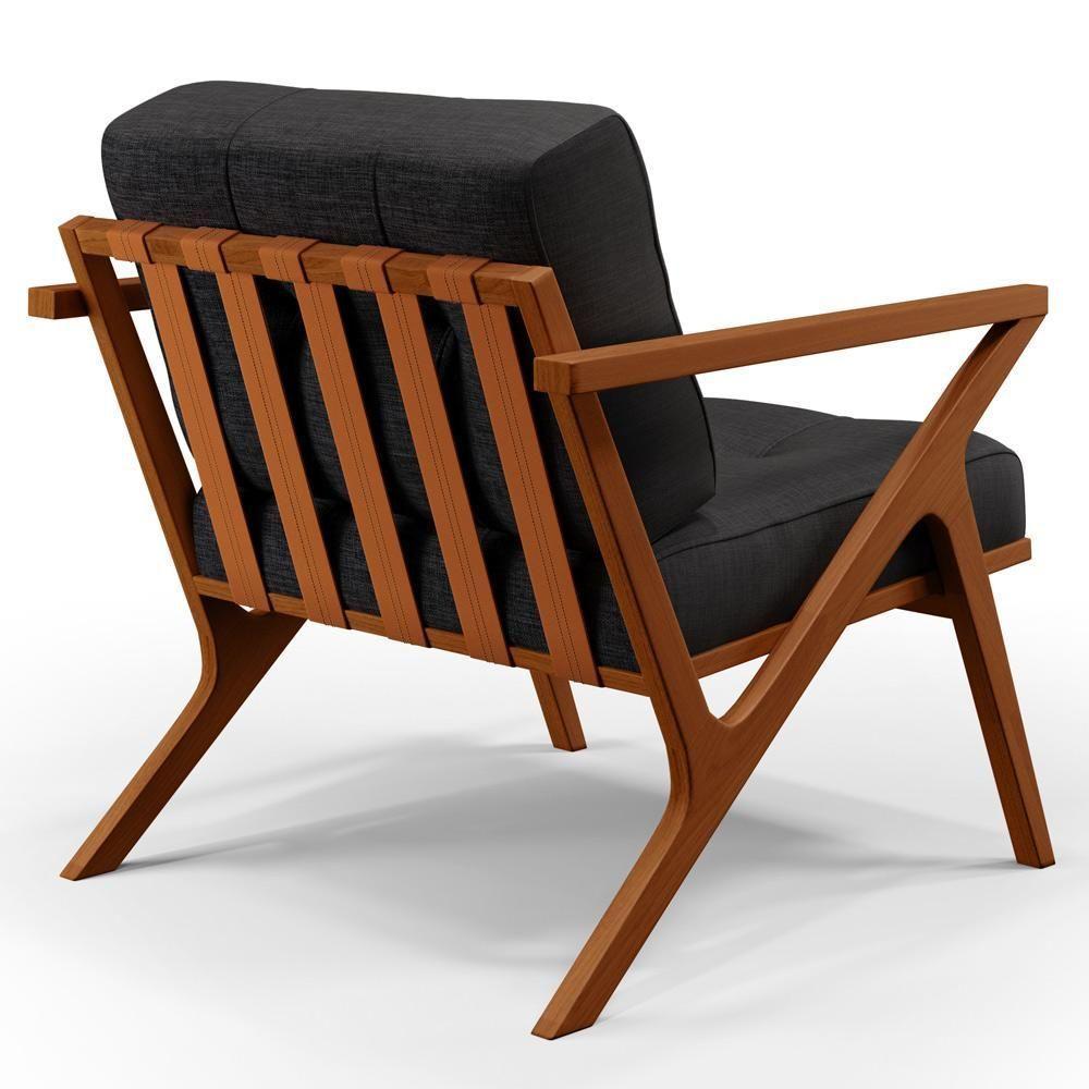 Poltrona Com Cintas De Corano Laís Linho Chumbo - 2