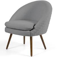 Poltrona Fixa Pés Palito Rafa Tressê Linho Cinza C-416