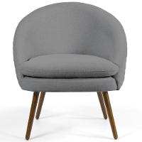 Poltrona Fixa Pés Palito Rafa Tressê Linho Cinza C-416 - 11