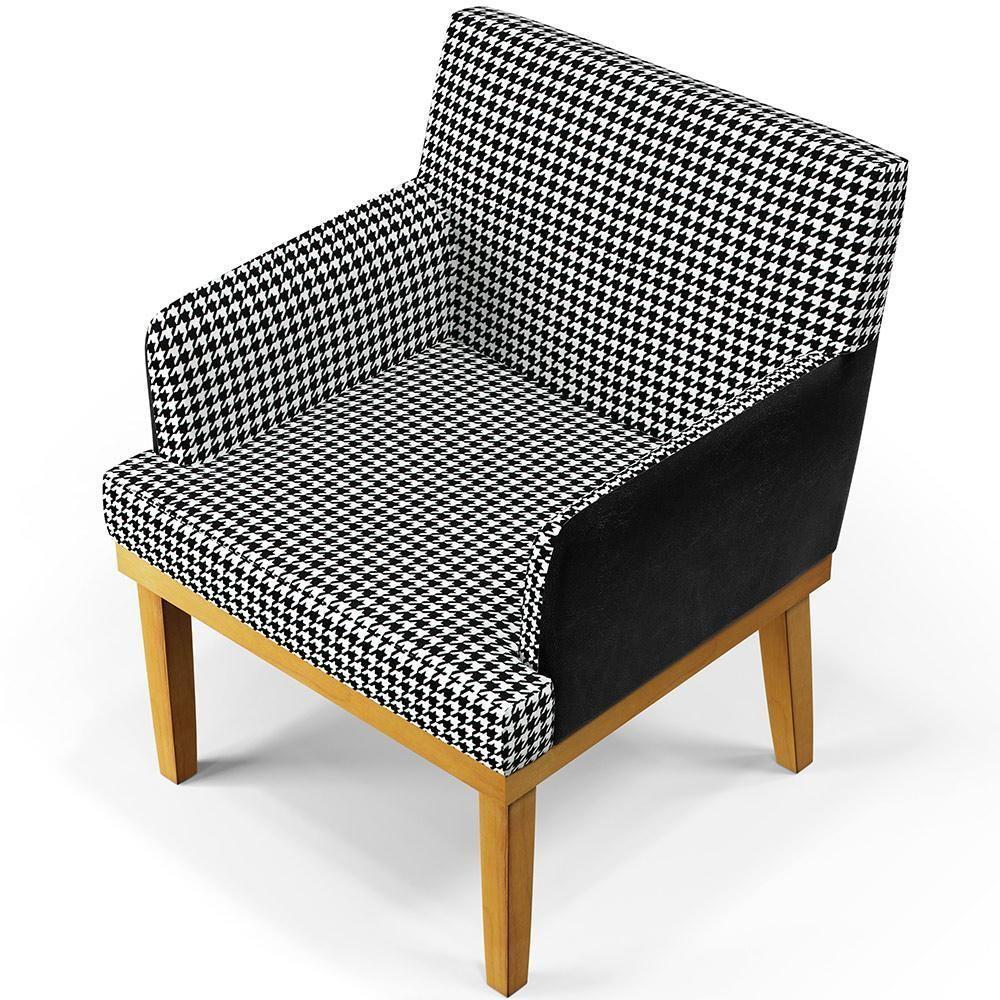 Poltrona Base Mel Suede Pied Poule Couríssimo Preto - 4