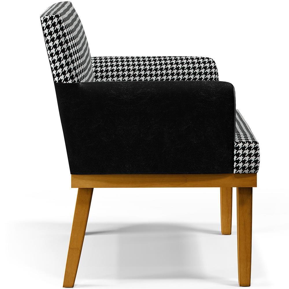 Poltrona Base Mel Suede Pied Poule Couríssimo Preto - 5