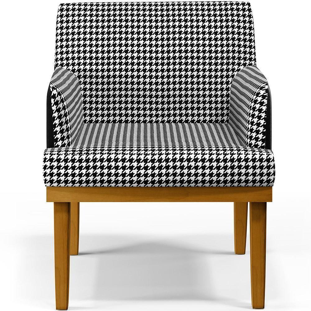 Poltrona Base Mel Suede Pied Poule Couríssimo Preto - 7